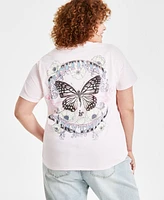 Rebellious One Trendy Plus Butterfly Graphic Print T-Shirt