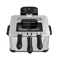 Slickblue Electric Deep Fryer 5.3QT/21-Cup Stainless Steel 1700W with Triple Basket