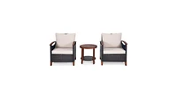 Slickblue 3 Pieces Patio Rattan Furniture Set with Washable Cushion and Acacia Wood Tabletop