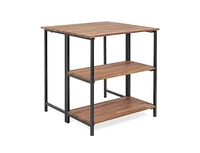 Slickblue Acacia Wood Patio Folding Dining Table Storage Shelves - Natural