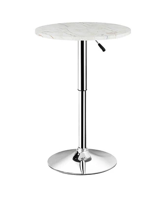 Slickblue Adjustable 360° Swivel Height Round Pub Table with Marble Top