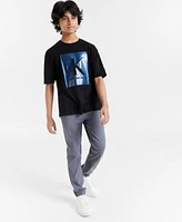 Calvin Klein Big Boys Cotton Logo T Shirt Relaxed Straight Fit Tech Joggers