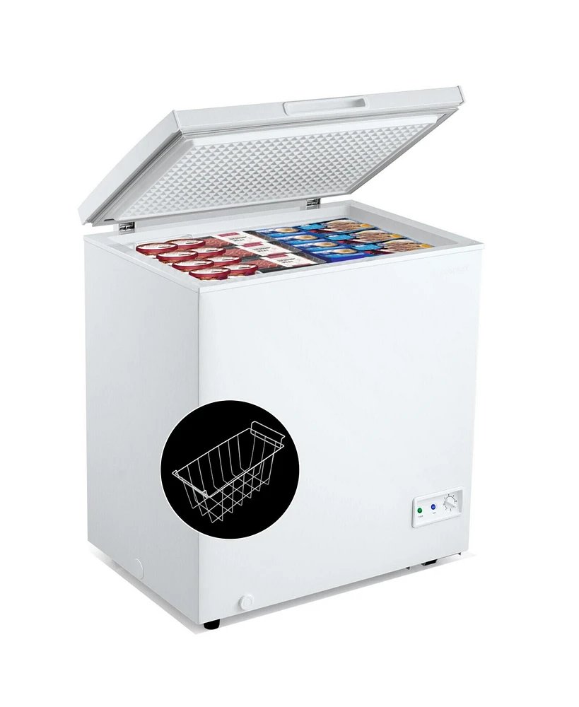 Slickblue Compact Chest Freezer with Removable Storage Basket-5 Cubic Feet