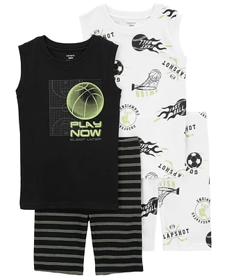 Carter's Little Boys Basketball Snug Fit Cotton Pajama, 4 Piece Set