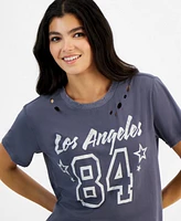 Grayson Threads, The Label Juniors' Los Angeles Sporty Distressed Tee