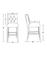 WestinTrends Linen Fabric Tufted Bar Stool (Set of 2