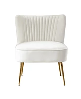 25" Wide Upholstered Tufted Velvet Accent Chair With Metal Leg