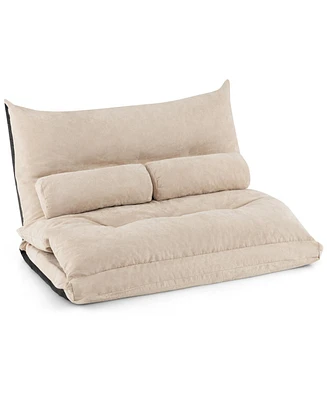 Slickblue Adjustable Floor Sofa Bed with 2 Lumbar Pillows