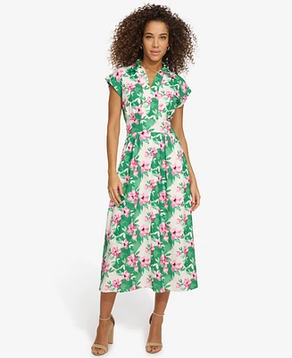 kensie Women's Floral-Print Midi Dress