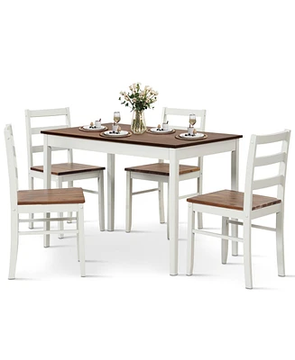 Slickblue 5-Piece Wooden Dining Set with Rectangular Table and 4 Chairs