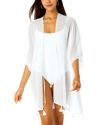 Anne Cole Women's Tie-Front Kimono High-Low Cover-Up