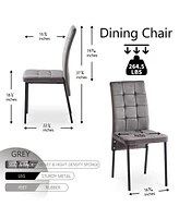 Simplie Fun Grey Velvet High Back Nordic Dining Chair Modern Fabric Chair with Black Legs, Set Of 4