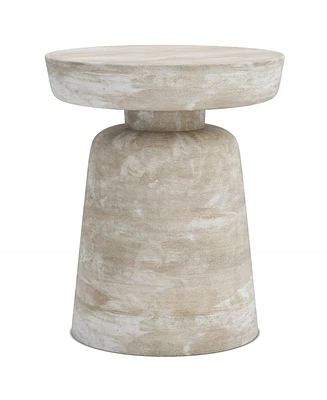 Simpli Home Robbie Solid Mango Wood Accent Table in Distressed White Wash