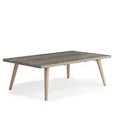 Simpli Home Belize Solid Acacia Wood Outdoor Coffee Table in Distressed Weathered Grey