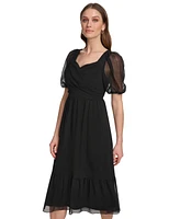 Dkny Women's Puff-Sleeve A-Line Dress