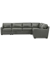 Radley 136" 5-Pc. Leather Square Corner L Shape Modular Sectional