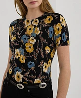 Lauren Ralph Lauren Petite Floral Short-Sleeve Sweater