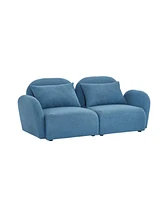 Simplie Fun Lazy Sofa Loveseat Teddy Fabric Blue