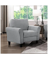 Streamdale Furniture Modern 1 Piece Chair Dark Textured Fabric Upholstered Rounded Arms Attached Cushion