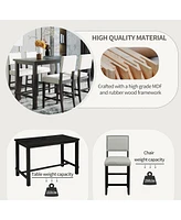 5-Piece Counter Height Dining Set, Classic Elegant Table And 4 Chairs In Espresso
