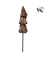 9FT 3-Tiers Outdoor Patio Umbrella With Crank And Tilt And Wind Vents For Garden Backyard