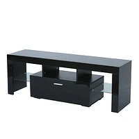 Streamdale Furniture Modern Tv Stand With Led Lights, High Glossy Front Tv Cabinet Ii