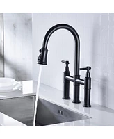 Streamdale Furniture Bridge Kitchen Faucet With Pulldown Spray Head In Spot