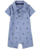 Carter's Baby Boys Sailboat-Print Pique Romper