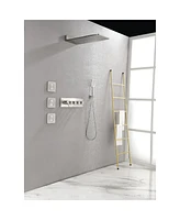 Streamdale Furniture Wall Mounted Waterfall Rain Shower System With 3 Body Sprays & Handheld Shower