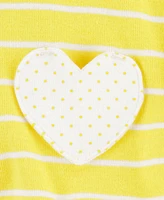 Carter's Baby Girls Heart Pocket Striped Cotton Romper