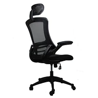 Modern High-Back Mesh Executive Office Chair With Headrest And Flip-Up Arms