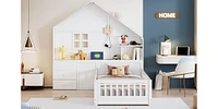 Twin House Bed: Window, Drawers, Shelves, Usb