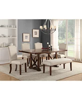 Cream Upholstered Dining Chairs Set of 2 with Nailheads
