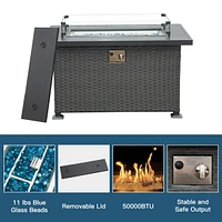 Streamdale Furniture Smokeless Fire Pit Table for Outdoor Patio with Glass Wind Guard