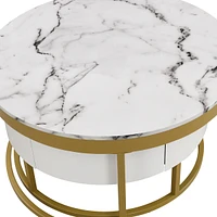 Modern Round Nesting Coffee Table With Drawers