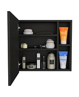 Streamdale Furniture Oman Medicine Cabinet, Three Internal Shelves, Single Door, Two External Shelves