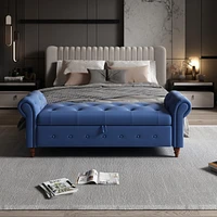Streamdale Furniture Bed Bench Navy Blue Fabric