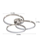 Three Ring Design, Contemporary Semi-Flush Mount With Inner Ring Illumination Ceiling Lamp