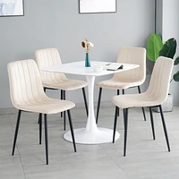 4 Modern Velvet Dining Chairs with Black Metal Legs