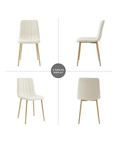 Simplie Fun Beige fabric dining chairs with metal legs (set of 4)