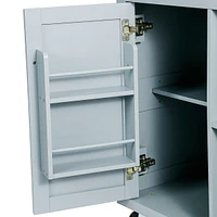 Simplie Fun Blue Kitchen Cart with Drop-Leaf Countertop and Storage