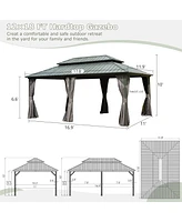 Streamdale Furniture 12' X 18' Hardtop Gazebo, Aluminum Metal Gazebo