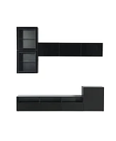 Streamdale Furniture High Gloss Tv Stand with Wall Mounted Cabinets