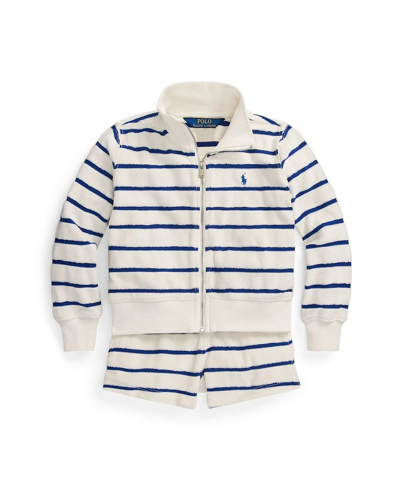 Polo Ralph Lauren Toddler and Little Girls Striped Cotton Terry Jacket Shorts Set