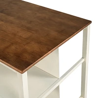 Solid Wood Rustic 45 Stationary Kitchen Island, Rubberwood Butcher Block Dining Table Prep