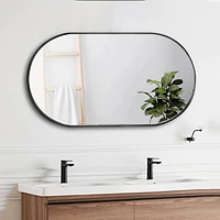 Simplie Fun Wall Mounted Mirror, 36"X 18" Oval Bathroom Mirror, Vanity Wall Mirror with Stainless