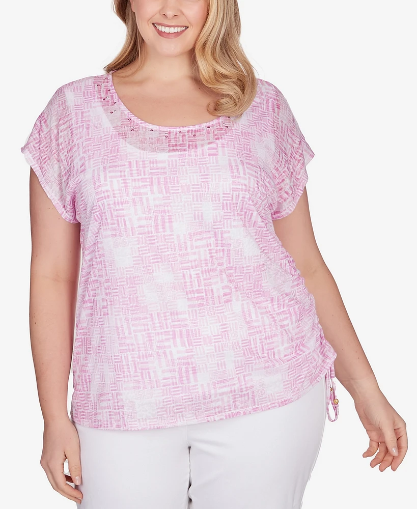 Hearts Of Palm Plus Spring Into Action Printed Top