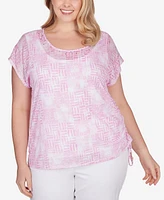 Hearts Of Palm Plus Size Spring Into Action Printed Top