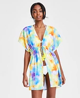 Miken Juniors' Tie-Dye Tie-Front Short-Sleeve Swim Cover-Up, Created for Macy's