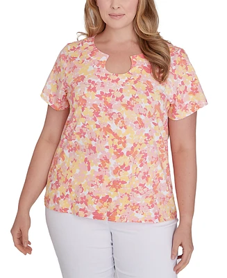 Hearts Of Palm Plus Printed Essentials Short Sleeve Top